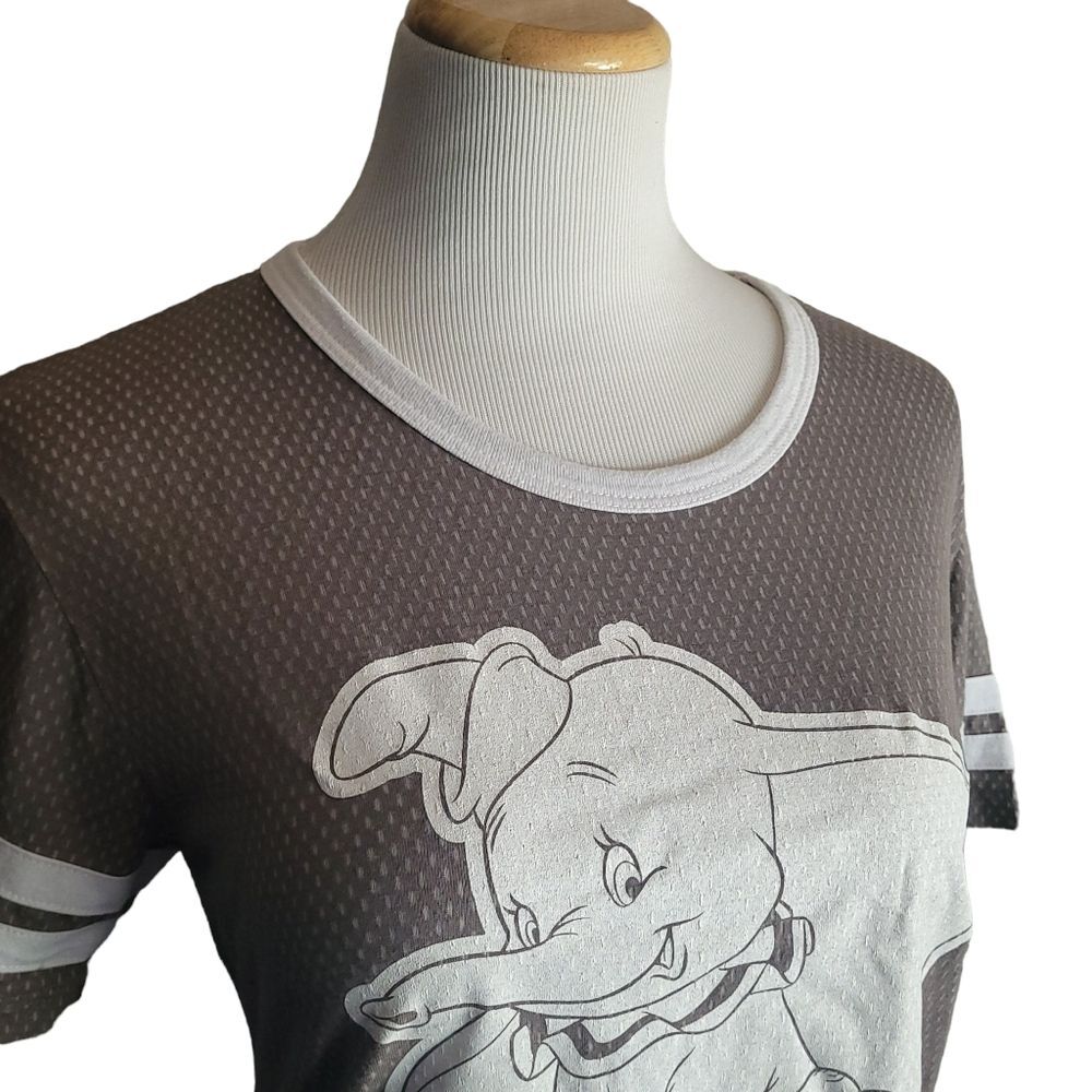 Disney Parks Juniors DUMBO Jersey Tee T Shirt Established 41 Gray White Large - Picture 4 of 14